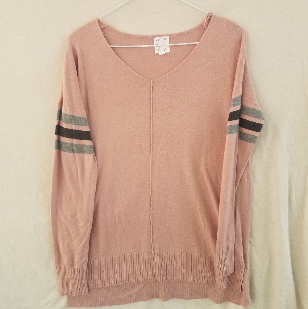 Hippie Rose, Pink V Neck Sweater, Size Small